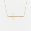 18k Gold Sideways Cross Necklace