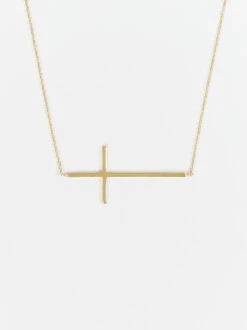 18k Gold Sideways Cross Necklace
