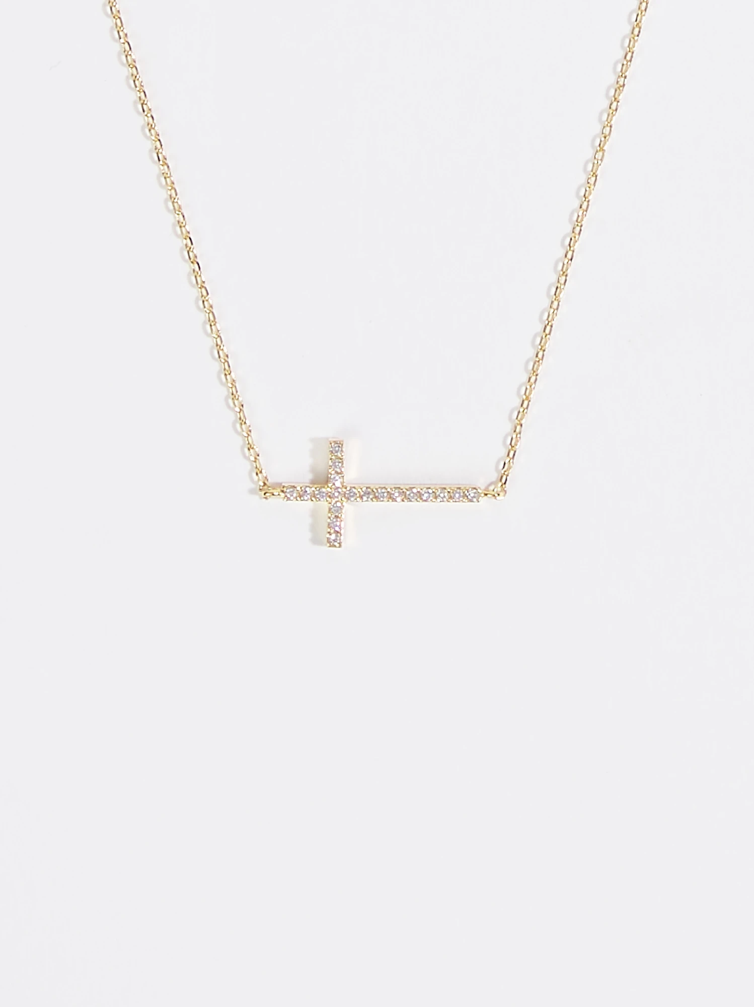 18k Gold Rhinestone Cross Necklace 1 18k Gold Rhinestone Cross Necklace