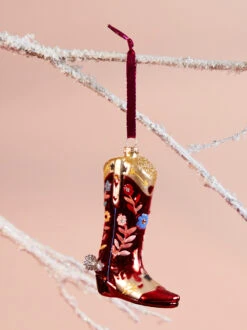 Rhinestone Cowgirl Boot Christmas Ornament