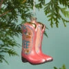 Yee Haw Cowgirl Boot Christmas Ornament