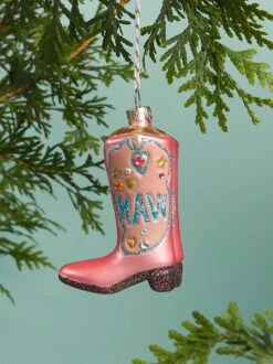 Yee Haw Cowgirl Boot Christmas Ornament -Deals Trending US Clothes Store 000856 GO 8420 XAU ARU PINK 02
