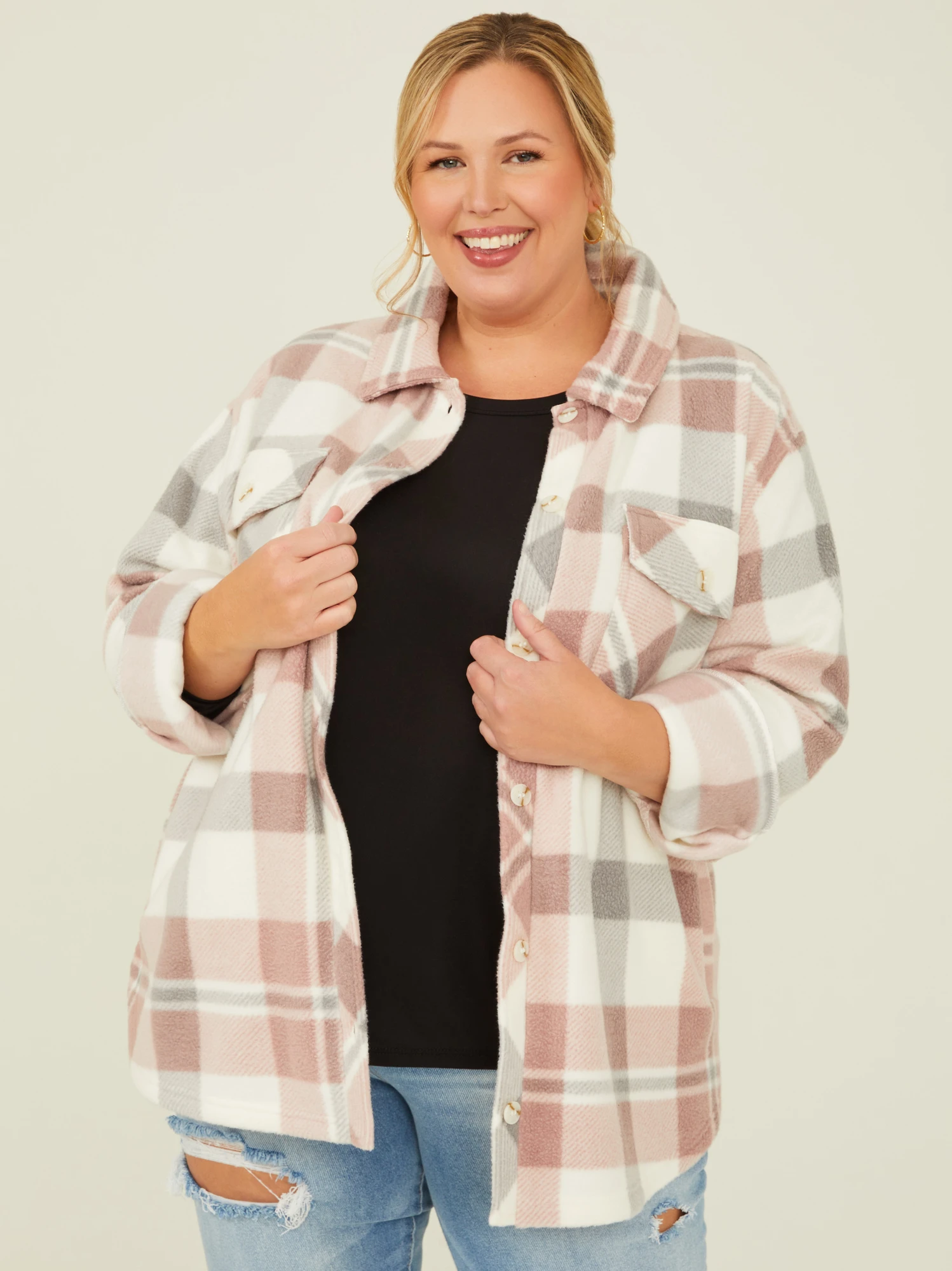Pierce Fleece Plaid Shacket 1 Pierce Fleece Plaid Shacket