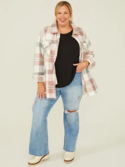 Pierce Fleece Plaid Shacket 6 Pierce Fleece Plaid Shacket -Deals Trending US Clothes Store 000921 J7711PFKBS PINK GREY 01