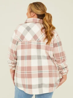 Pierce Fleece Plaid Shacket 8 Pierce Fleece Plaid Shacket -Deals Trending US Clothes Store 000921 J7711PFKBS PINK GREY 03