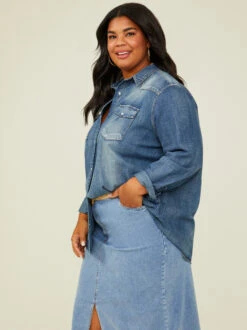 Elena Denim Top 6 Elena Denim Top -Deals Trending US Clothes Store 000921 T4881CSLBS DENIM SANDBLAST 03