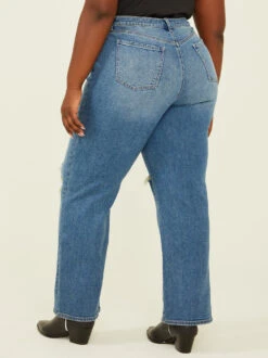 Brynn Destructed Wide Leg Jeans -Deals Trending US Clothes Store 000940 111769 DARK WASH 04