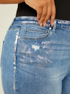 Metallic Brushed Straight Jeans -Deals Trending US Clothes Store 000940 112973 VINTAGE WASH 05