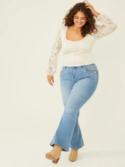 Piper Rhinestone Flare Jeans 7 Piper Rhinestone Flare Jeans -Deals Trending US Clothes Store 000940 113004 VINTAGE WASH 01