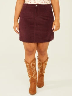 Maya Cord Skirt -Deals Trending US Clothes Store 000940 31146 WINE 02