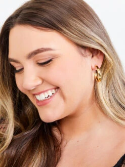 18k Gold Victoria Hoop Earrings -Deals Trending US Clothes Store 001036 94316P 18K GOLD 06