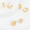 18k Gold Huggie Hoop Earring Set