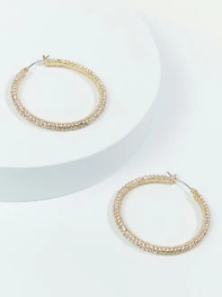 Gold Crystal Hoops