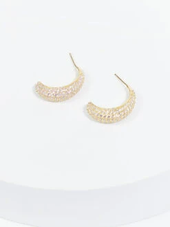 18k Gold Rhinestone Hoop Earrings