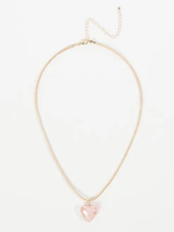 Glass Heart Rope Necklace