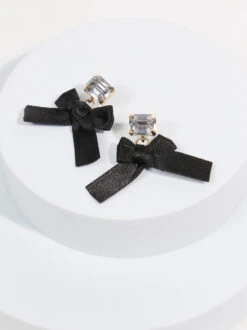 Gemstone Bow Earrings