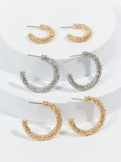 Textured Hoop Earring Set