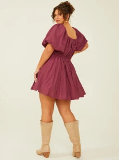 Florence Dress -Deals Trending US Clothes Store 001125 MINLYN P BURGUNDY 03