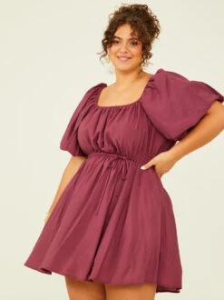 Florence Dress -Deals Trending US Clothes Store 001125 MINLYN P BURGUNDY 04