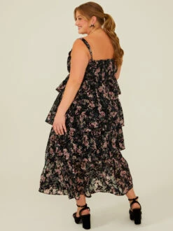 Roxlyn Floral Maxi Dress -Deals Trending US Clothes Store 001125 ROXLYN P BLACK MULTI 03