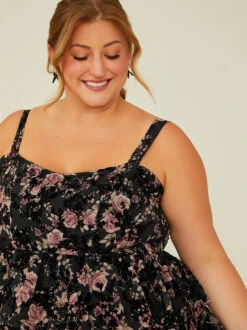 Roxlyn Floral Maxi Dress -Deals Trending US Clothes Store 001125 ROXLYN P BLACK MULTI 04