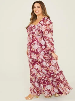 Eleanor Sequin Floral Dress -Deals Trending US Clothes Store 001125 SENNI P RED MULTI 01