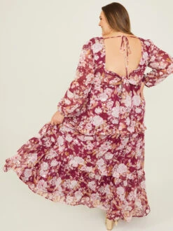 Eleanor Sequin Floral Dress -Deals Trending US Clothes Store 001125 SENNI P RED MULTI 02