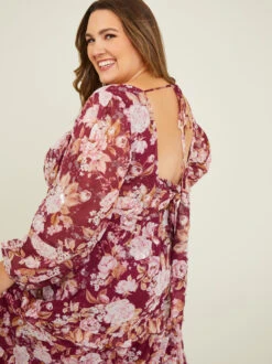 Eleanor Sequin Floral Dress -Deals Trending US Clothes Store 001125 SENNI P RED MULTI 03