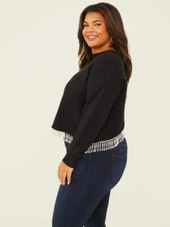 Pearl Fringe Sweater -Deals Trending US Clothes Store 001753 K4491X BLACK 02