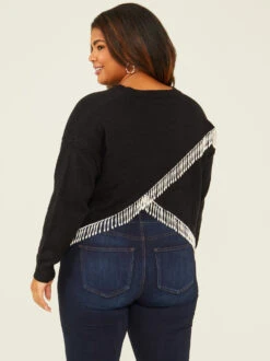 Pearl Fringe Sweater -Deals Trending US Clothes Store 001753 K4491X BLACK 03