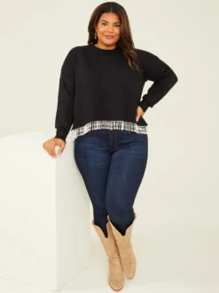 Pearl Fringe Sweater -Deals Trending US Clothes Store 001753 K4491X BLACK 04