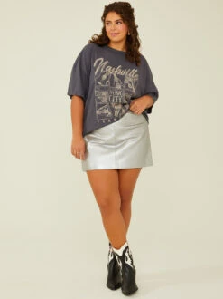 Metallic Vegan Leather Skirt