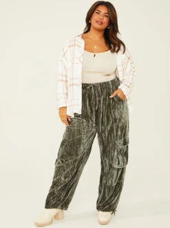 Adley Velvet Cargo Joggers -Deals Trending US Clothes Store 001761 IMA9394PARU OLIVE 01
