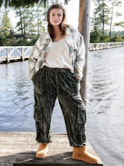 Adley Velvet Cargo Joggers