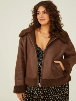 Reed Faux Shearling Jacket 10 Reed Faux Shearling Jacket -Deals Trending US Clothes Store 001761 IMJ9523JARU CHOCOLATE BROWN 02