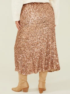 Cameron Sequin Maxi Skirt -Deals Trending US Clothes Store 001761 ISA1680SARU ROSE GOLD 03