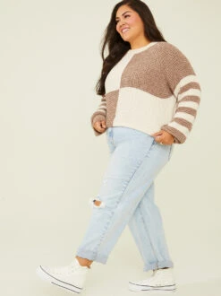 Simone Colorblock Sweater -Deals Trending US Clothes Store 001913 SAS104622CRW AZTEC MULTI 02