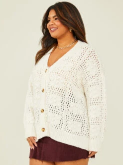 Clementine Textured Cardigan -Deals Trending US Clothes Store 001913 SW0263CRW IVORY 02