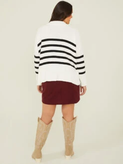 Griffin Mock Neck Sweater -Deals Trending US Clothes Store 001913 SW339CRW IVORY BLACK 03