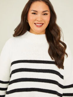 Griffin Mock Neck Sweater -Deals Trending US Clothes Store 001913 SW339CRW IVORY BLACK 04