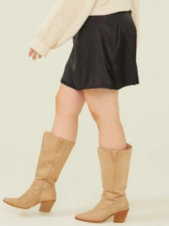 Onyx Satin Skirt -Deals Trending US Clothes Store 001926 BDSW3491PIMK BLACK 02