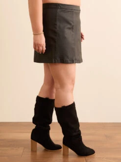 Cyrus Vegan Leather Skirt -Deals Trending US Clothes Store 001926 BDSW790P BLACK 02