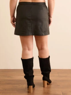 Cyrus Vegan Leather Skirt -Deals Trending US Clothes Store 001926 BDSW790P BLACK 03
