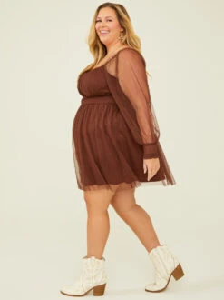 Roxy Corset Dress -Deals Trending US Clothes Store 001926 DMDK1178AIMK P BROWN 02