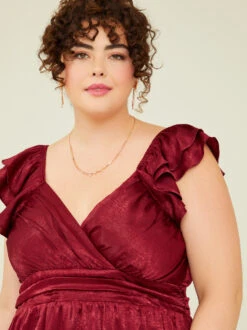 Lucia Ruffle Satin Dress 8 Lucia Ruffle Satin Dress -Deals Trending US Clothes Store 001926 DYDW3908BPL P BURGUNDY 03