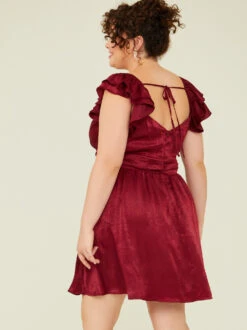 Lucia Ruffle Satin Dress 9 Lucia Ruffle Satin Dress -Deals Trending US Clothes Store 001926 DYDW3908BPL P BURGUNDY 04