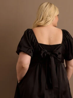 Nadia Satin Dress -Deals Trending US Clothes Store 001926 DYDW5095PIMK BLACK 03