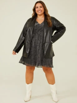 Amelia Shimmer Dress -Deals Trending US Clothes Store 001950 BD4417Y AS BLACK 04