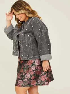 Pearl Denim Jacket -Deals Trending US Clothes Store 001950 BJ1217 AS BLACK DENIM 02