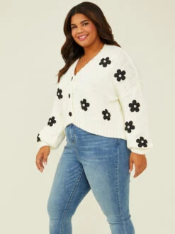 Crystal Daisy Cardigan -Deals Trending US Clothes Store 001950 BSW2414B AS IVORY 02